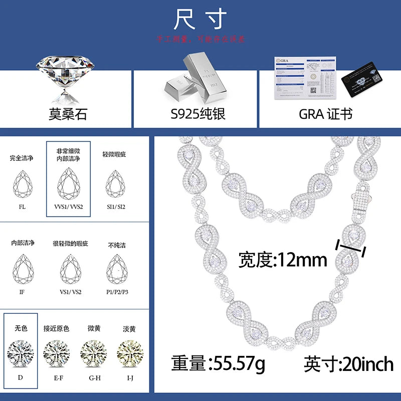 Iced Out Infinity Link Necklace for Men, image 4
