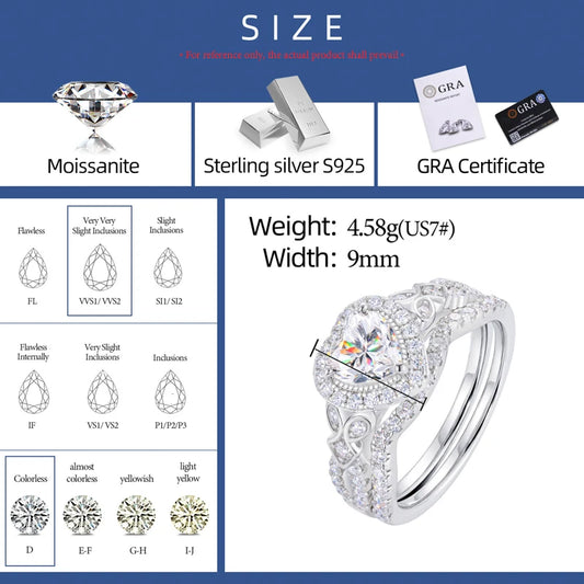 Round Cut Moissanite Heart Ring Set, image 3