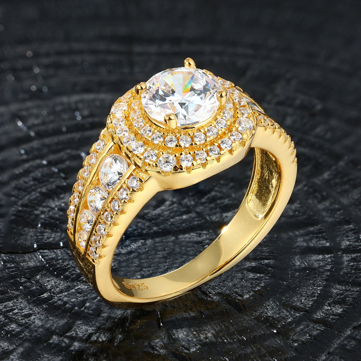 Round Cut Moissanite Halo Ring, image 8