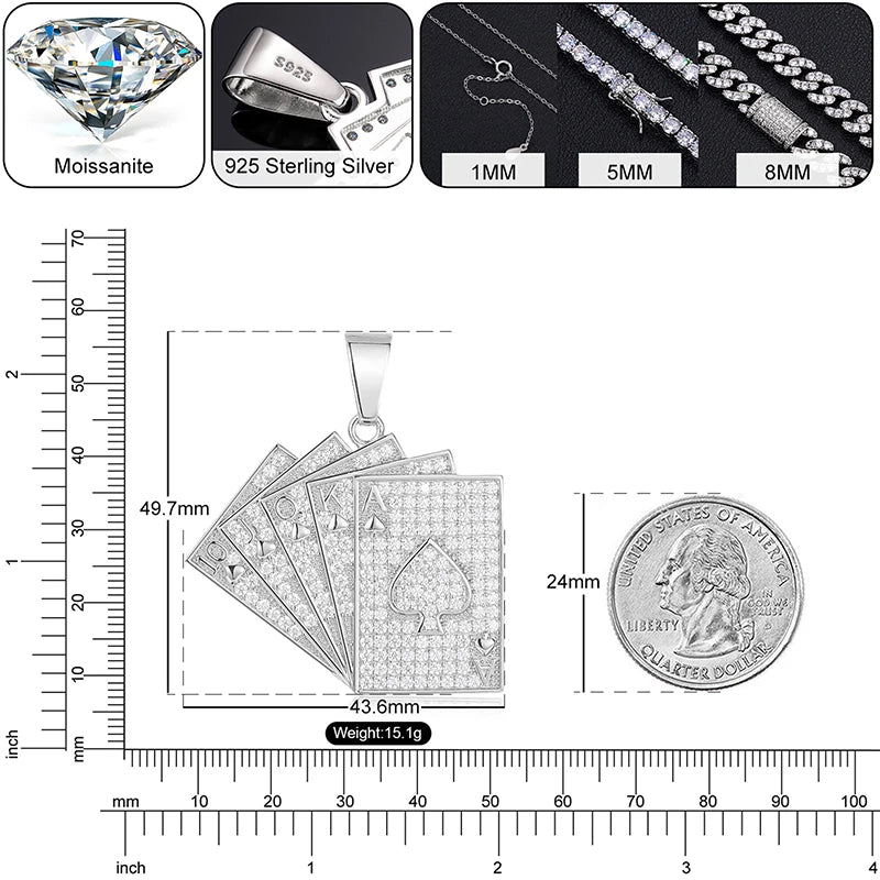 Iced Out Poker Card Pendant for Men, image 4