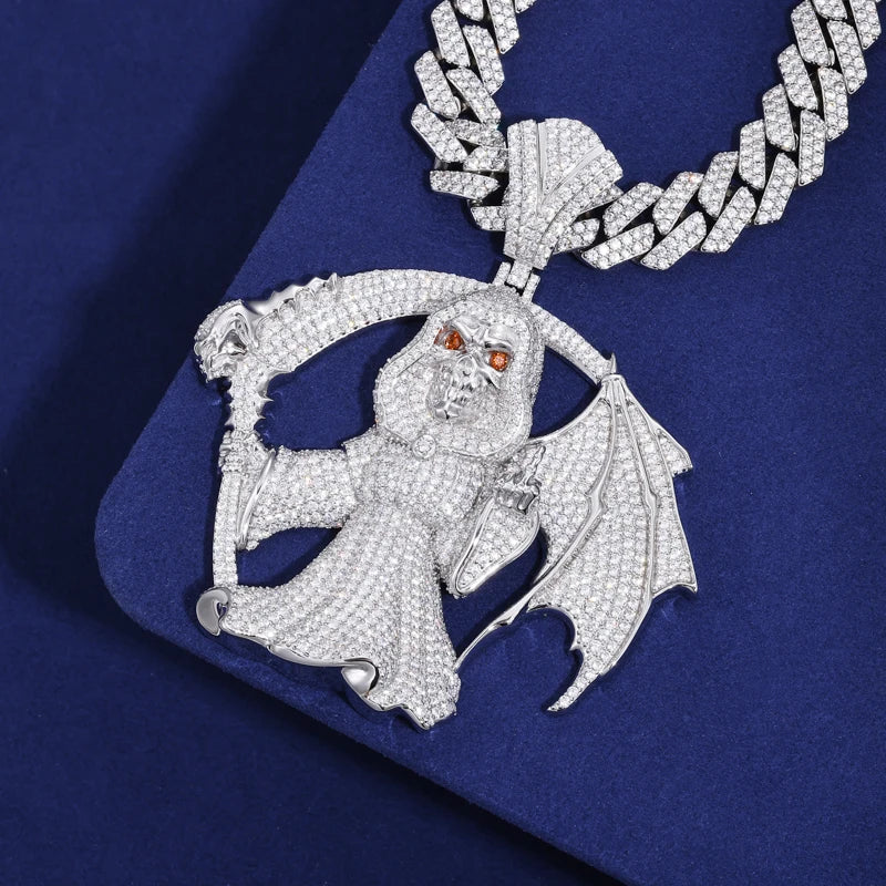 Iced Out Grim Reaper Pendant Necklace for Men, image 5