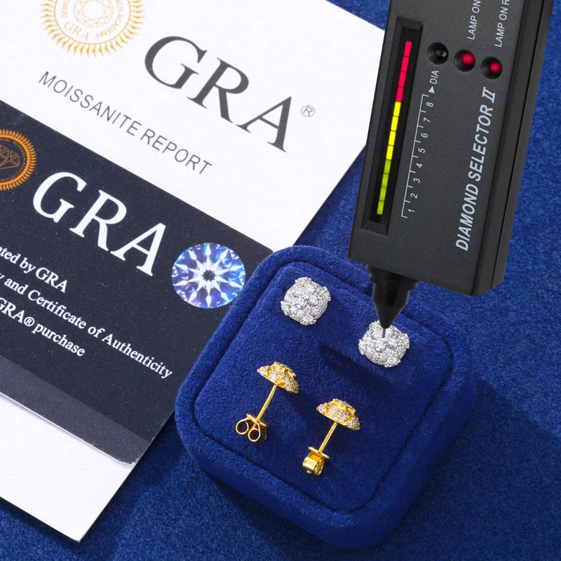 Iced Out Moissanite Cross Stud Earrings for Men, image 5
