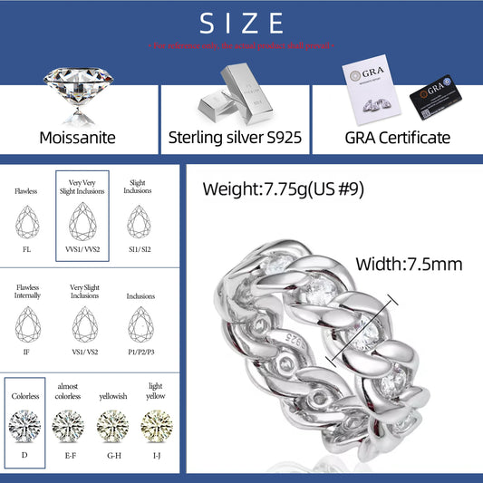 Iced Out Cuban Link Ring for Men, image 3