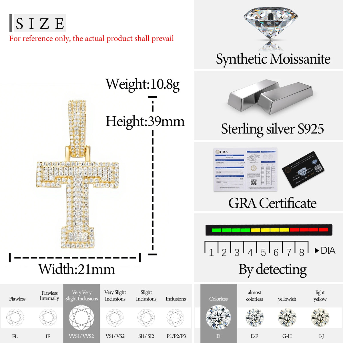 Moissanite Initial Pendant for Men, image 31