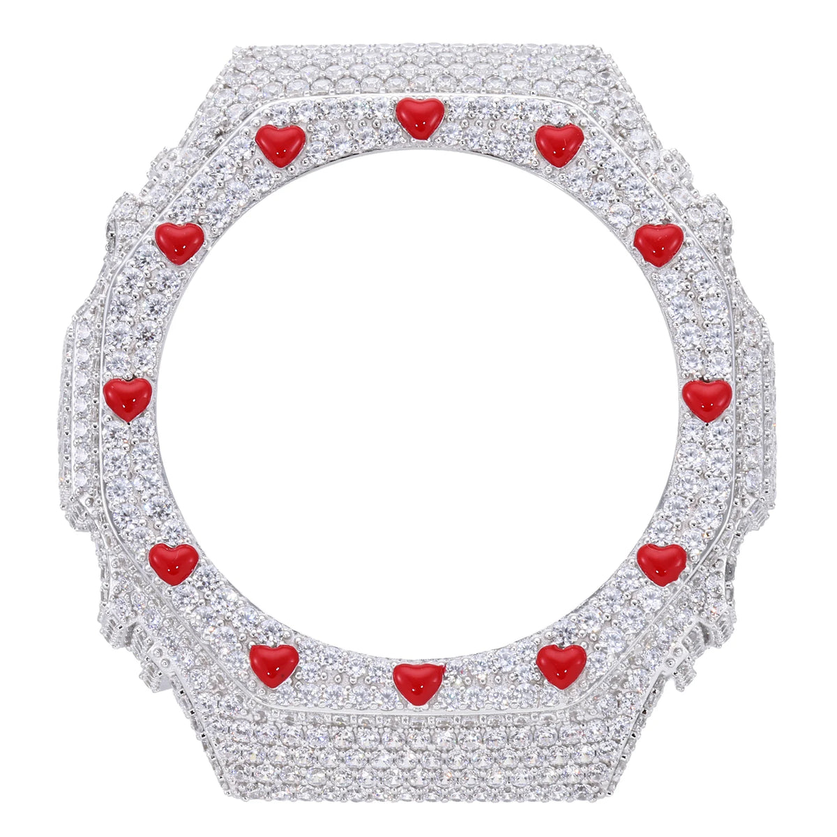 Iced Out Red Heart Watch Bezel