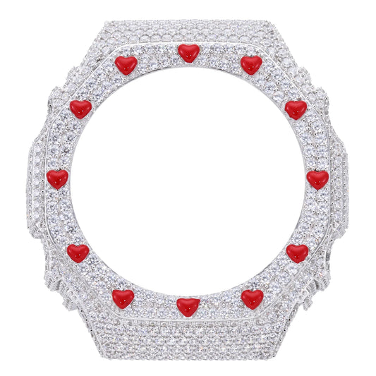 Iced Out Red Heart Watch Bezel
