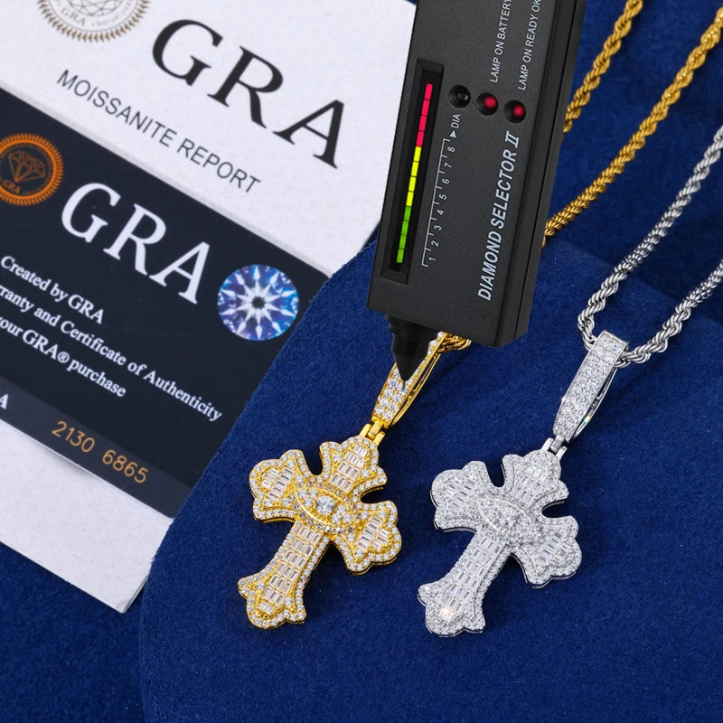 Iced Out Moissanite Cross Pendant for Men, image 4