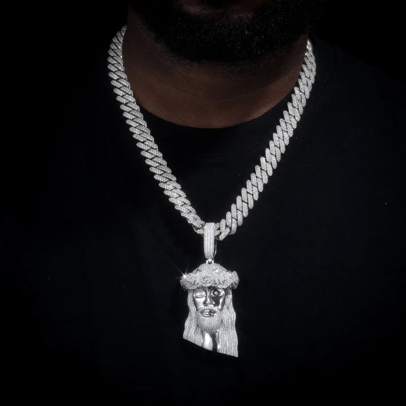 Iced Out Moissanite Jesus Pendant Necklace for Men, image 7