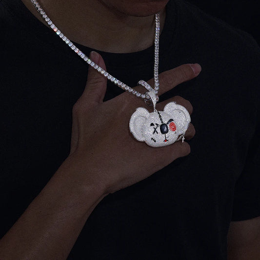 Iced Out Moissanite Cartoon Bear Pendant for Men, image 5
