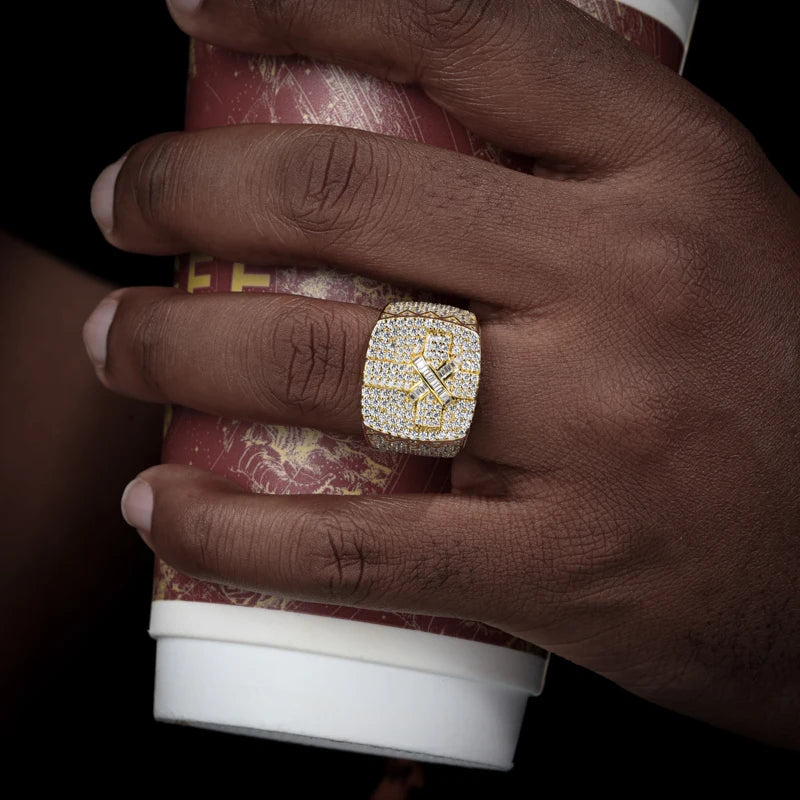 Iced Out Cross Band Ring for Men, image 7