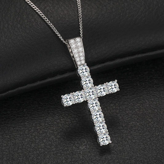 5mm Moissanite Cross Pendant Necklace for Men, image 2