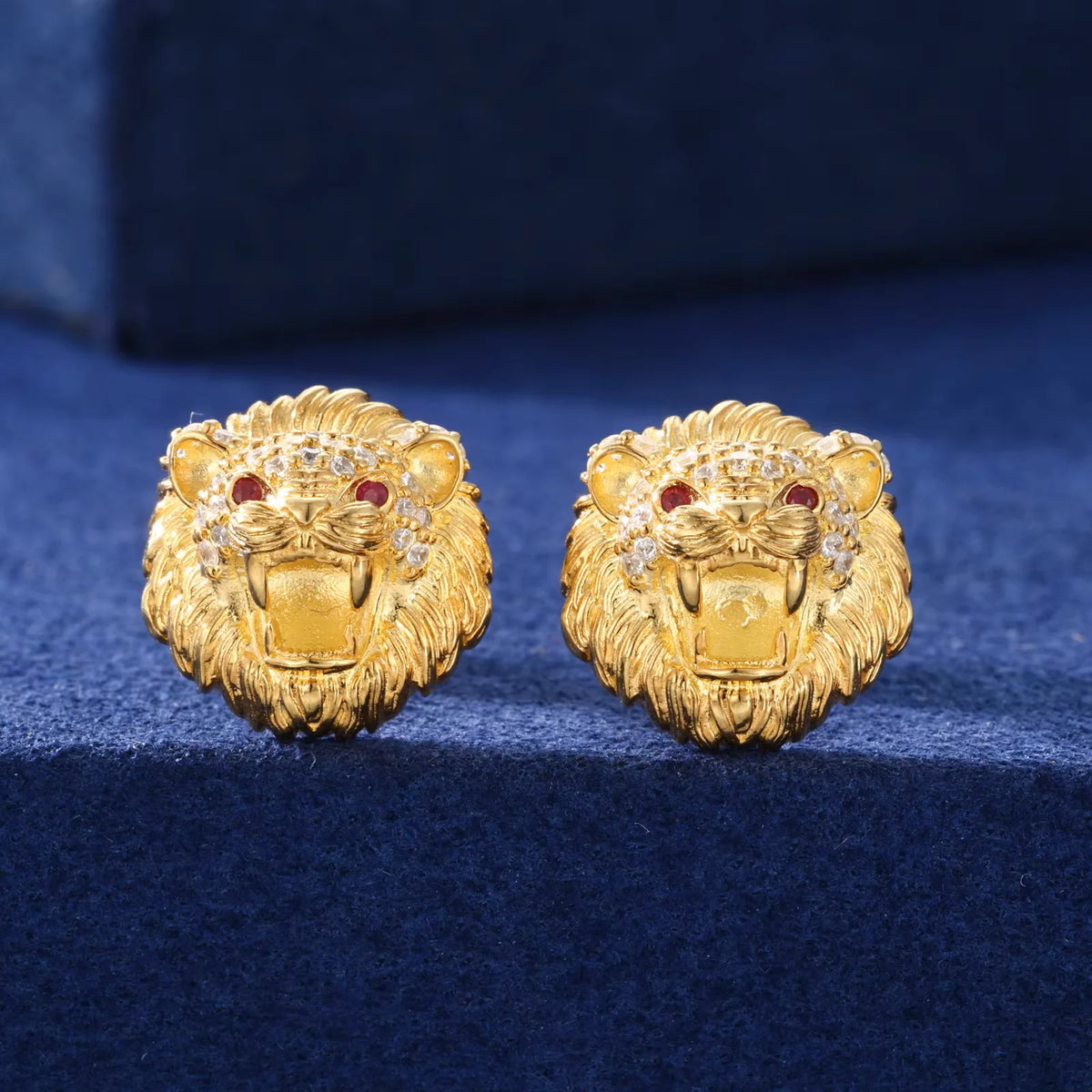 Moissanite Lion Head Stud Earrings for Men, image 7