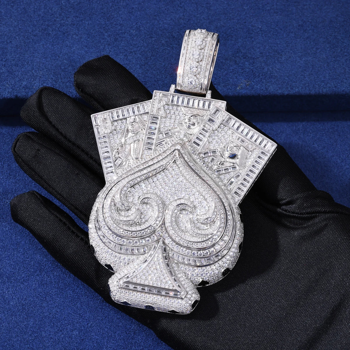 Iced Out Ace of Spades Pendant Necklace for Men, image 5
