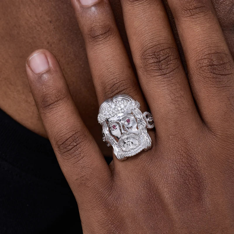 Iced Out Jesus Portrait Ring for Men, image 7