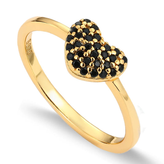 Black Moissanite Pave Heart Ring, image 2
