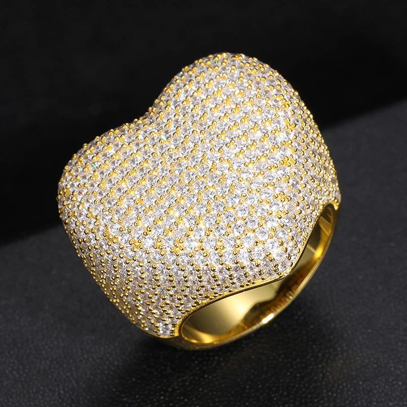 Iced Out Pave Heart Ring for Men, image 2