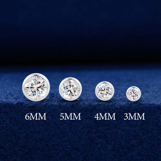 Round Cut Moissanite Bezel Stud Earrings, image 5