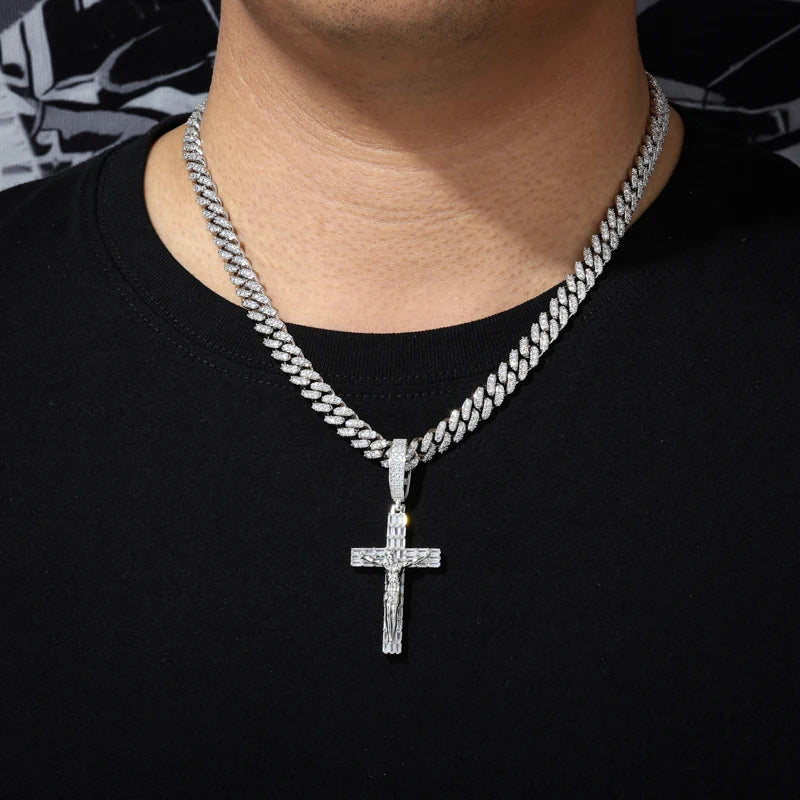 Baguette Crucifix Pendant Necklace for Men, image 5