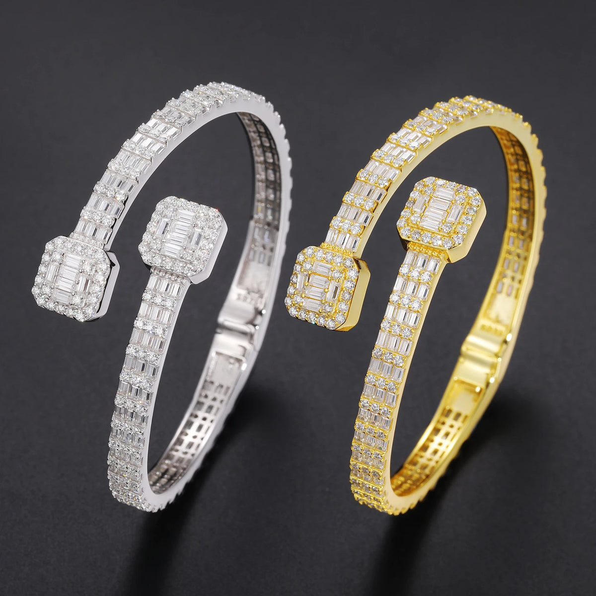 Iced Out Open Cuff Bracelet for Men, image 4