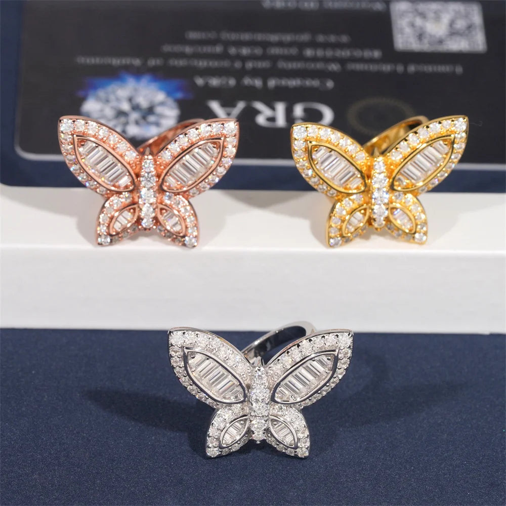 Iced Out Baguette Butterfly Ring, image 7