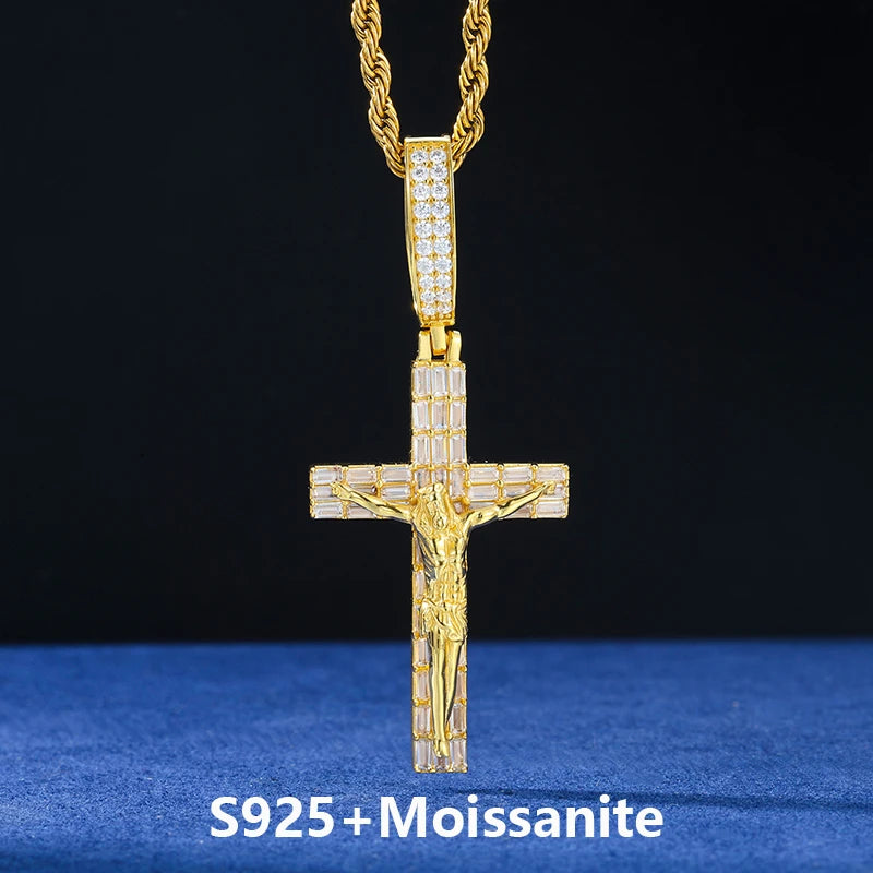 Baguette Crucifix Pendant Necklace for Men, image 8