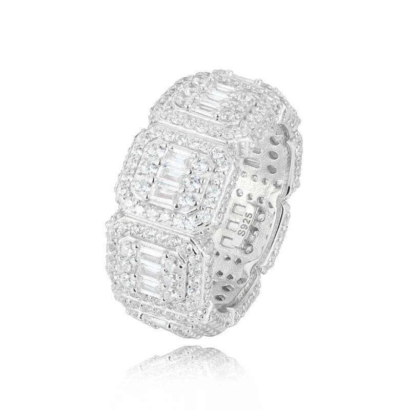 Iced Out Moissanite Wide Band Ring, image 2