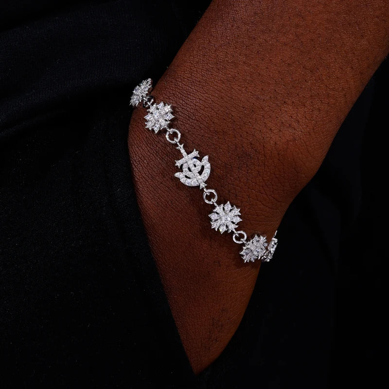 Iced Out Starburst Link Bracelet for Men, image 6