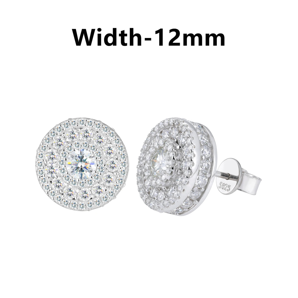 Moissanite Halo and Cluster Stud Earrings for Men, image 11