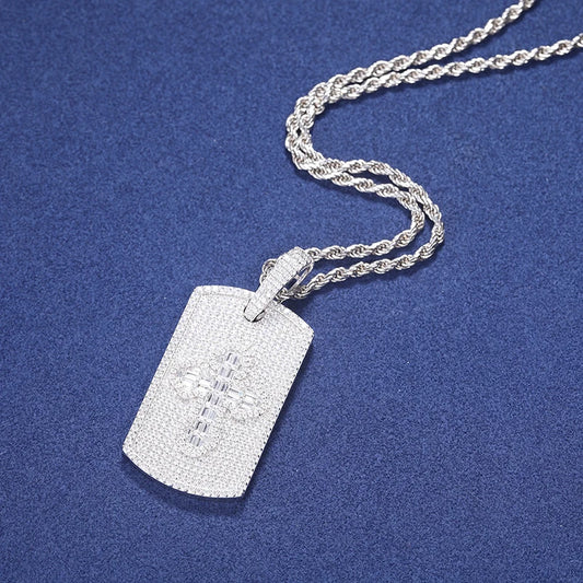 Iced Out Dog Tag Pendant Necklace for Men, image 5