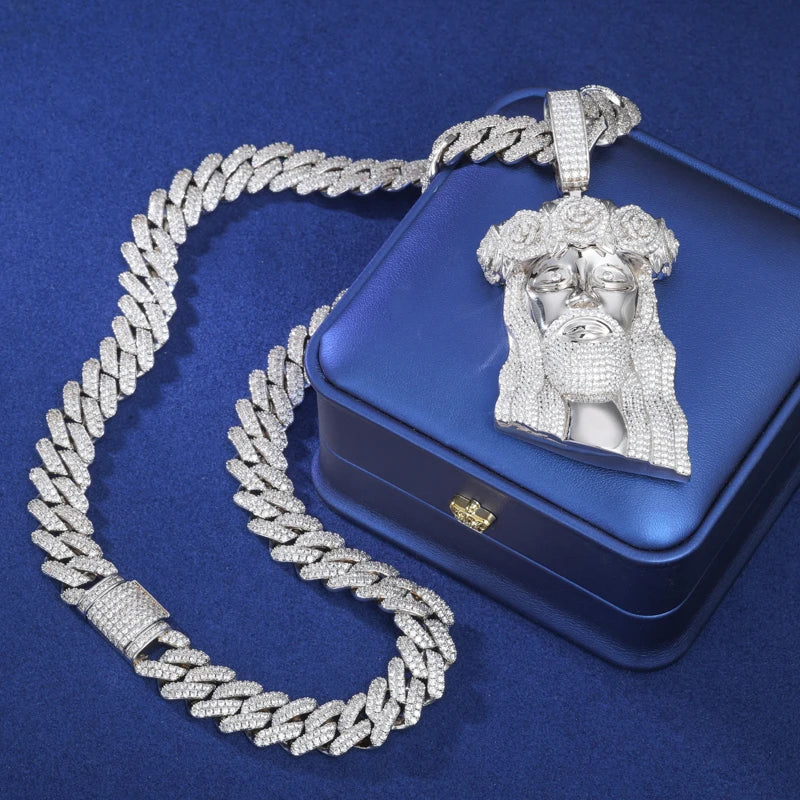 Iced Out Moissanite Jesus Pendant Necklace for Men, image 6
