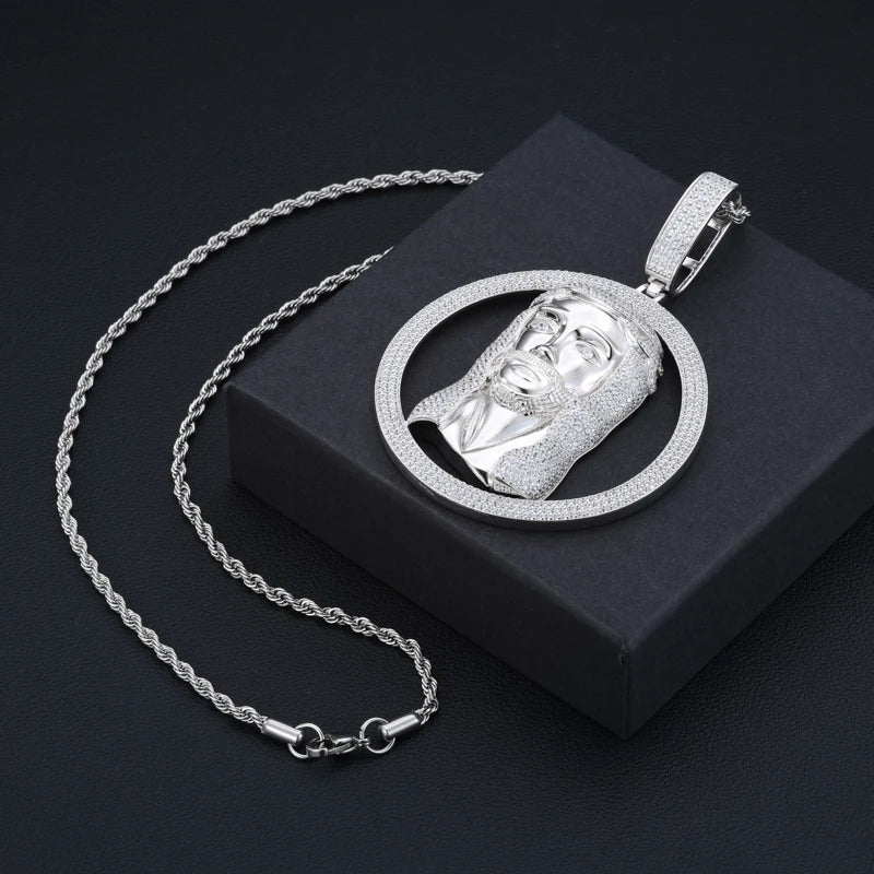 Iced Out Jesus Medallion Pendant for Men, image 2