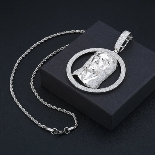 Iced Out Jesus Medallion Pendant for Men, image 2