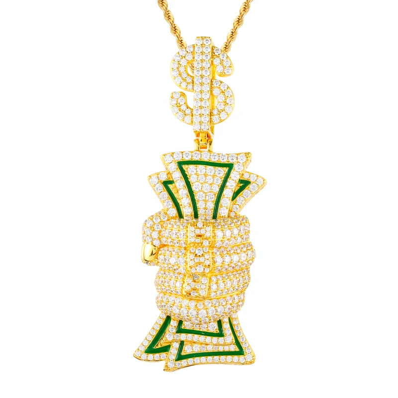 Iced Out Money Pendant Necklace for Men, image 8