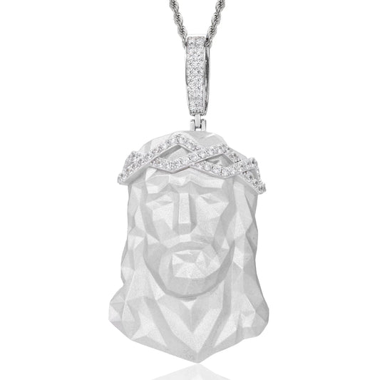 Iced Out Jesus Head Pendant Necklace for Men