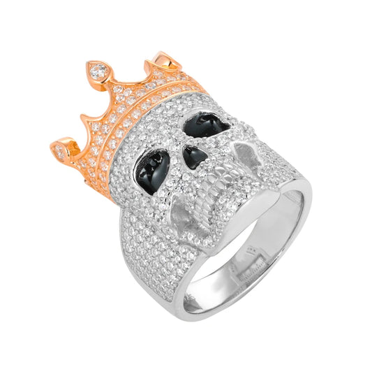 Iced Out Moissanite Crowned Skull Ring for Men