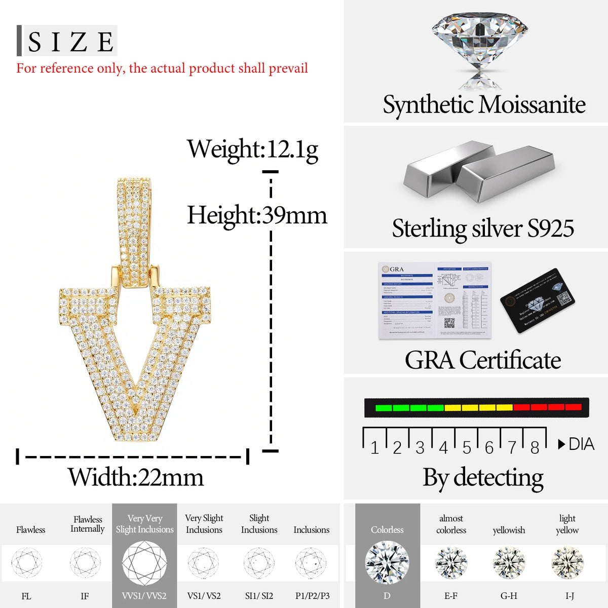 Moissanite Initial Pendant for Men, image 45
