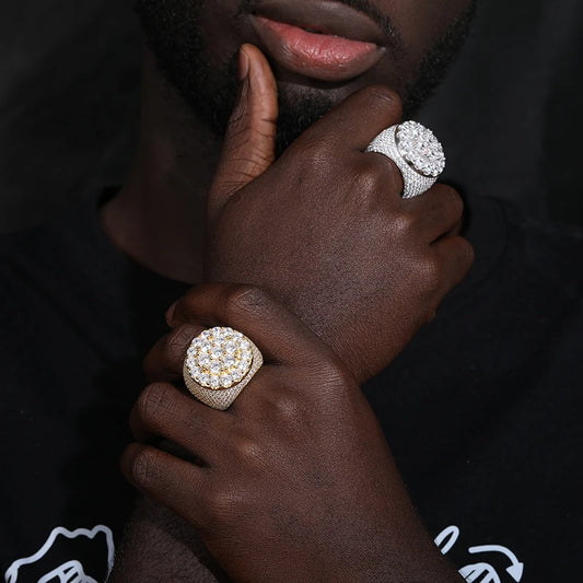 Iced Out Moissanite Dome Ring for Men, image 3