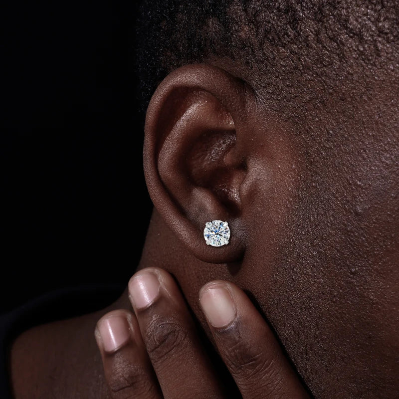 Round Cut Moissanite Stud Earrings, image 7