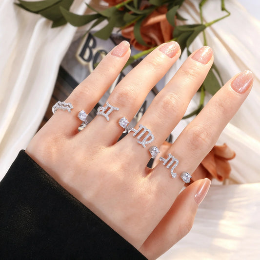 Iced Out Moissanite Zodiac Open Ring, image 5