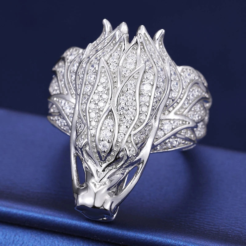 Iced Out Dragon Ring for Men