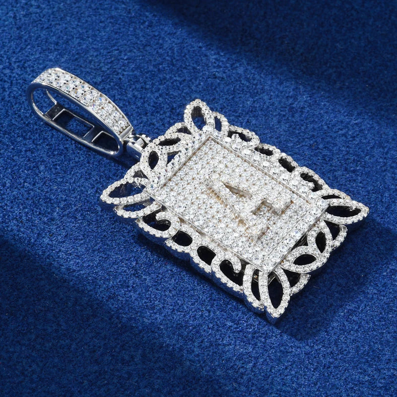 Iced Out Moissanite Letter A Tag Pendant Necklace for Men