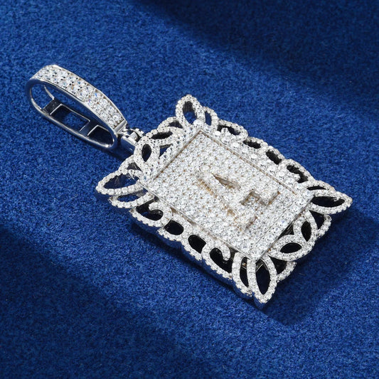 Iced Out Moissanite Letter A Tag Pendant Necklace for Men