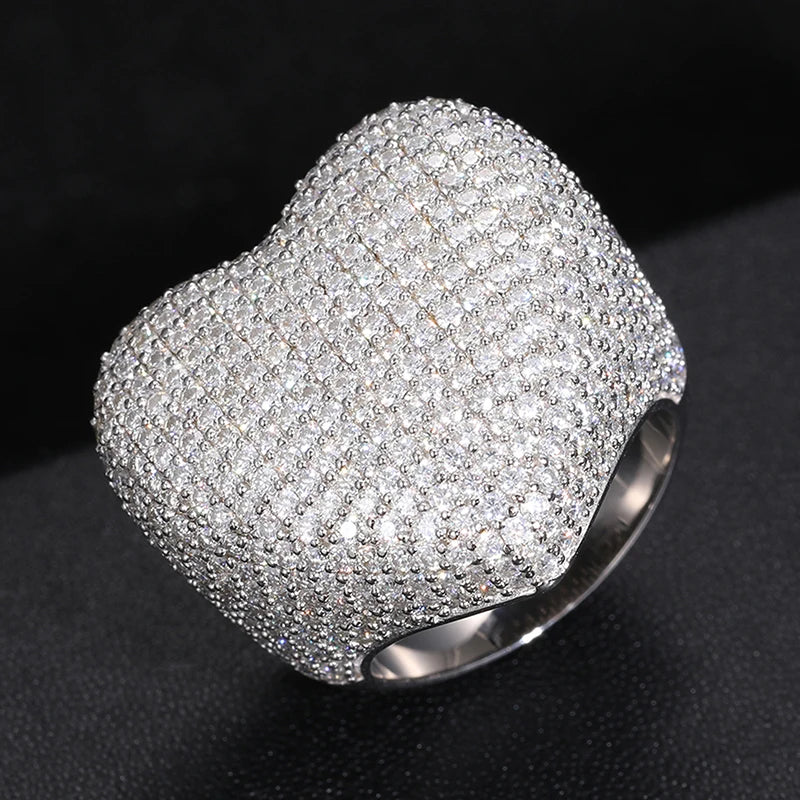 Iced Out Pave Heart Ring for Men