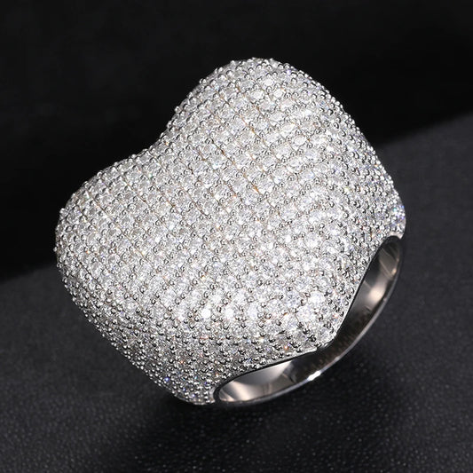 Iced Out Pave Heart Ring for Men