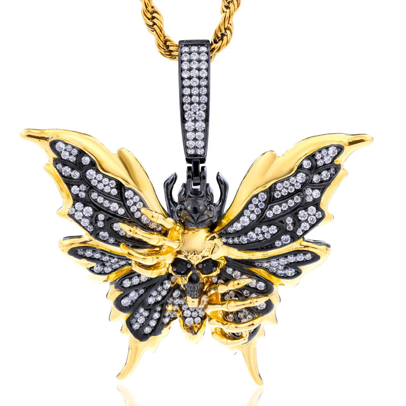 Iced Out Butterfly Pendant Necklace for Men, image 8