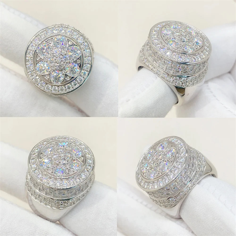 Iced Out Round Cluster Ring for Men, image 2