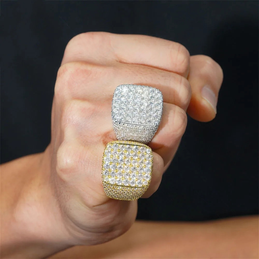 Iced Out Cross Signet Ring for Men