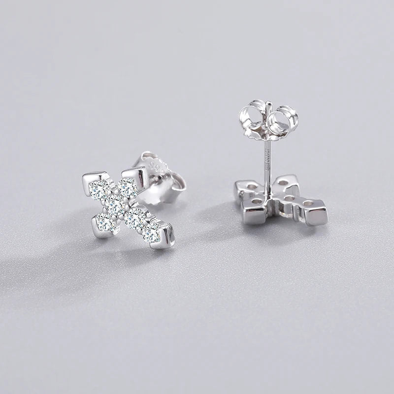 Moissanite Cross Stud Earrings, image 7