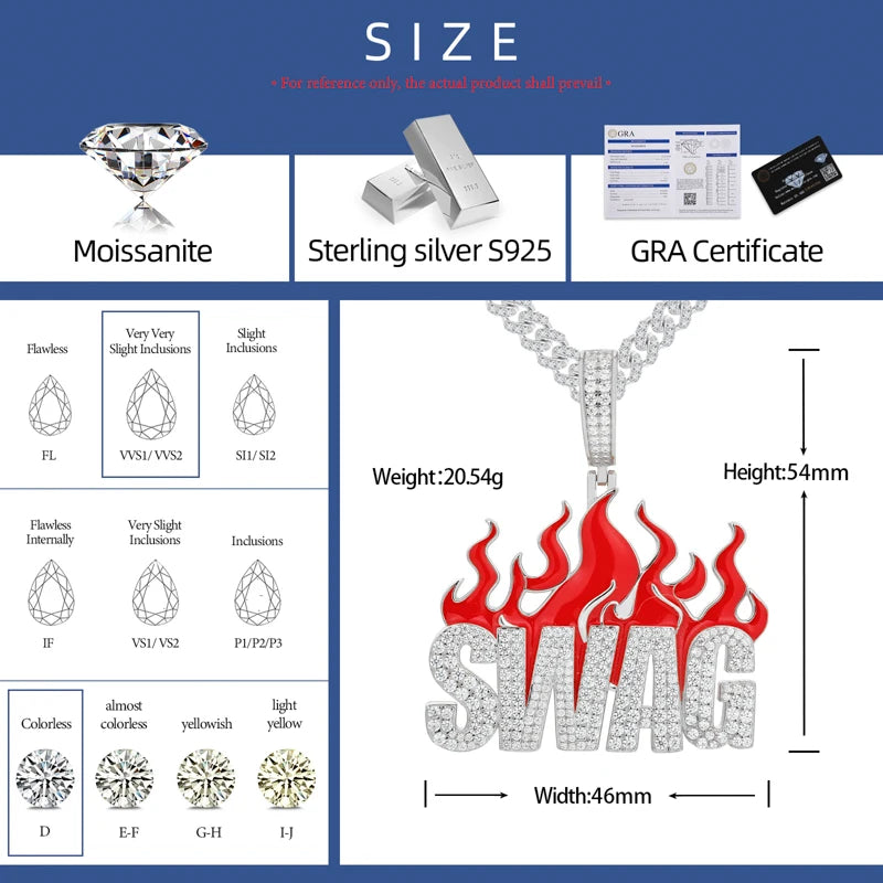 Iced Out Moissanite Pendant Necklace for Men, image 4