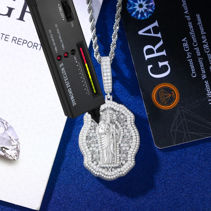Iced Out Jesus Medallion Pendant Necklace for Men, image 4